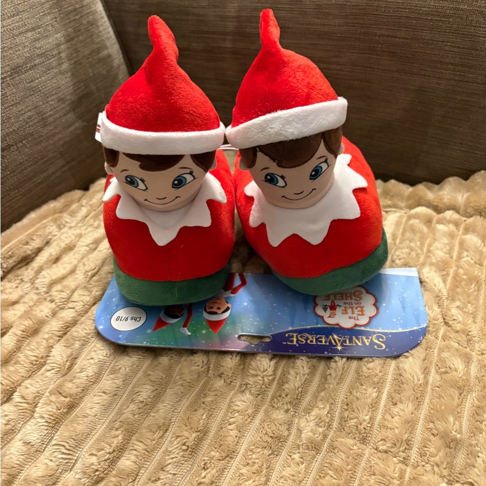 Elf Character Kids Slippers - Red and Green (two little discoloration areas)